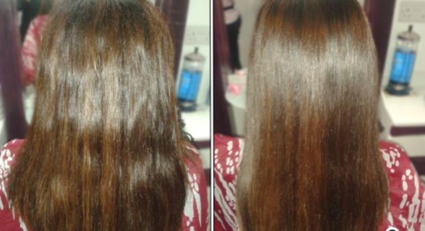 волосы до и после процедуры  