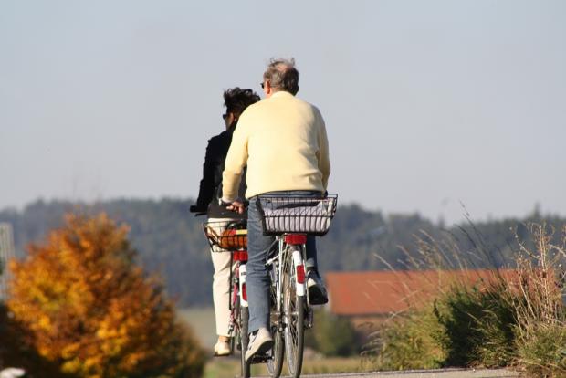 пожилые люди на велосипедах